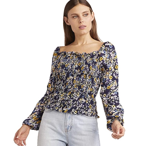 cupcakes & cashmere Tops - Cupcakes and cashmere flocked floral shirt NWOT